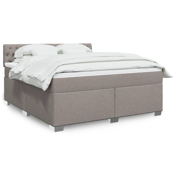 vidaXL Box Spring Bed with Mattress Taupe 180x200 cm Fabric