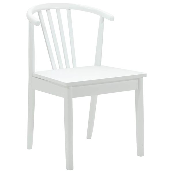 vidaXL Dining Chair 2 pcs White Solid Rubberwood