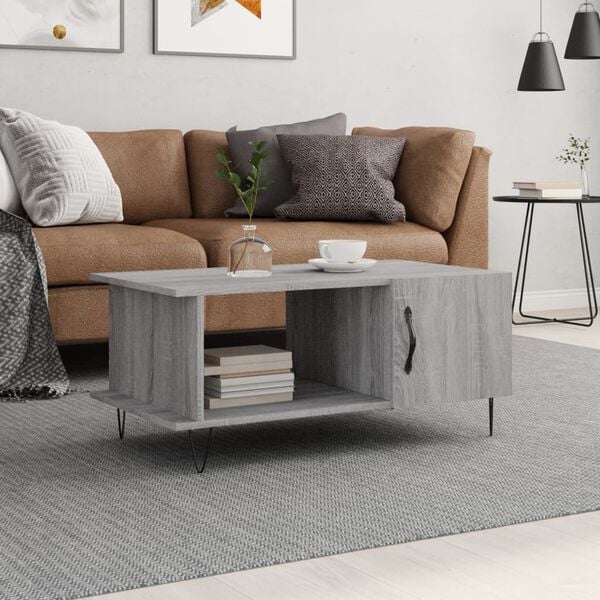 vidaXL Coffee Table Grey Sonoma 90x50x40 cm Engineered Wood