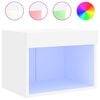 vidaXL Bedside Cabinet with LED Lights Wall-mounted White