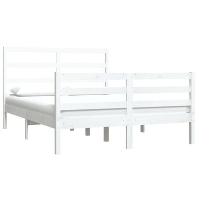 vidaXL Bed Frame White Solid Wood Pine 120x190 cm Small Double
