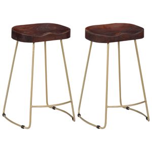 vidaXL Bar Chair | Set of 2 | Walnut brown and brass