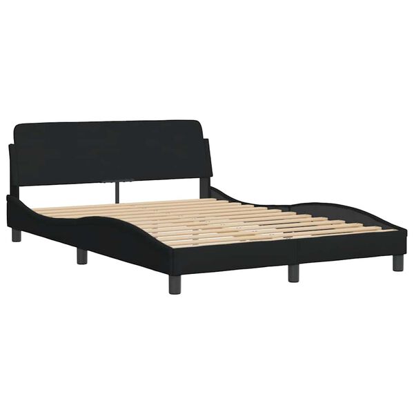 vidaXL Bed Frame "Dover" Black 135x190 cm Double Fabric