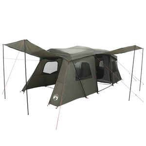vidaXL Instant Tent with Rainfly Water-Resistant 3-Person Army Green