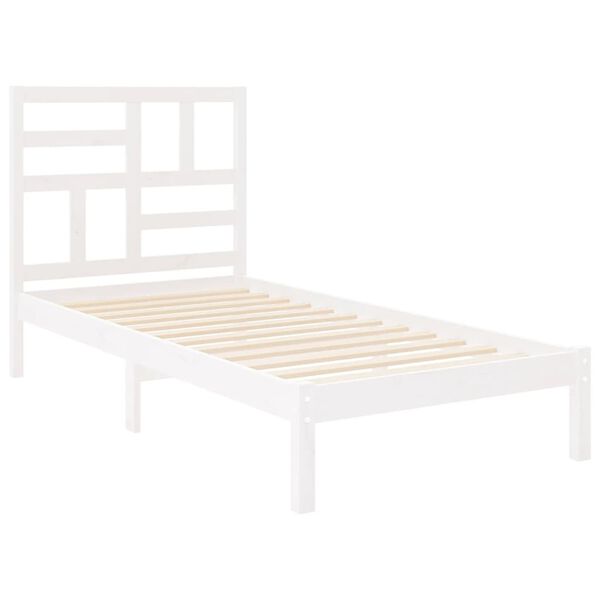 vidaXL Bed Frame without Mattress White Solid Wood 100x200 cm