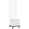 vidaXL Garden Planter with Trellis&Wheels White 40 x 40 x 146 cm PP