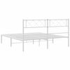vidaXL Metal Bed Frame without Mattress with Headboard White 140x190cm