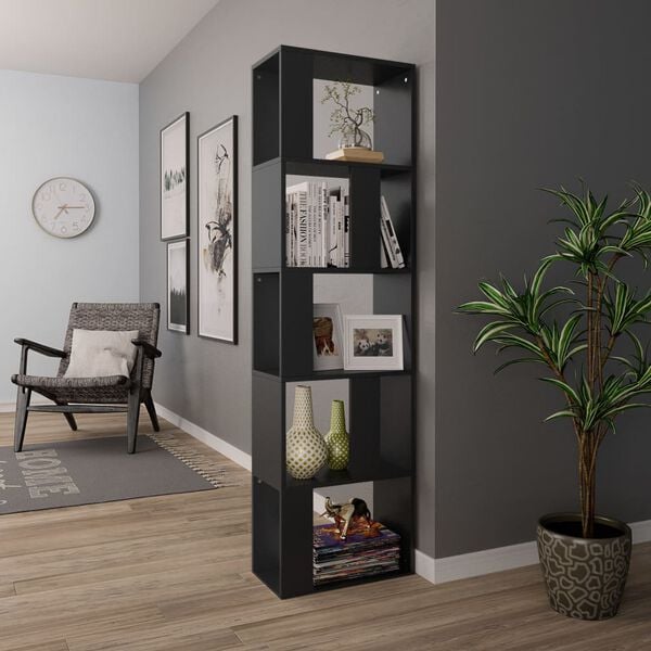 vidaXL Book Cabinet/Room Divider Black 45x24x159 cm Engineered Wood