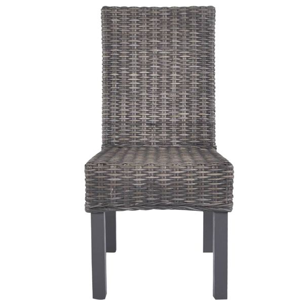 vidaXL Dining Chairs 2 pcs Brown Kubu Rattan and Mahogany Wood