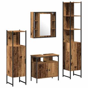 vidaXL Bathroom Furniture Set 4 pcs Old Wood Engineered Wood