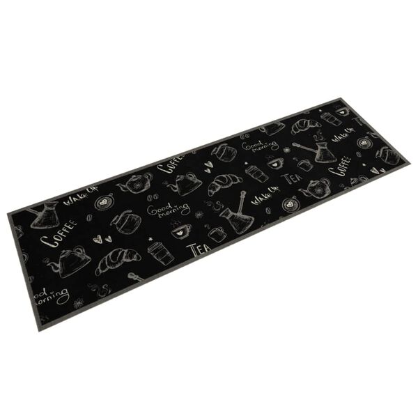 vidaXL Kitchen Rug Washable Morning Black 45x150 cm Velvet