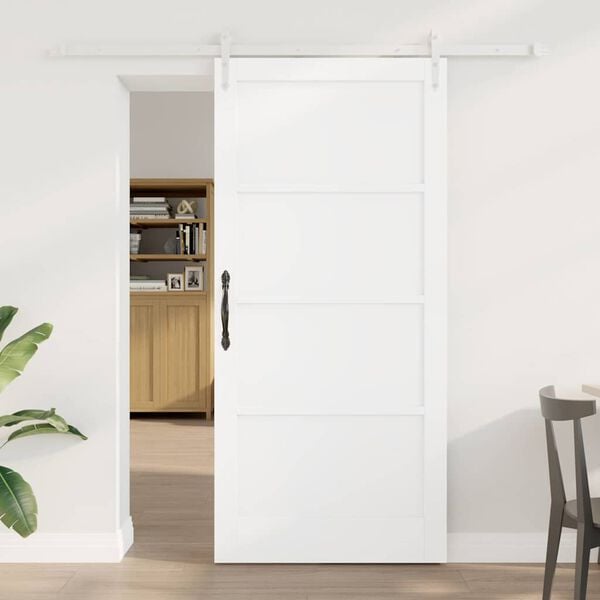 vidaXL Sliding Door ORKDAL White 93 x 202 cm Solid Pine Wood