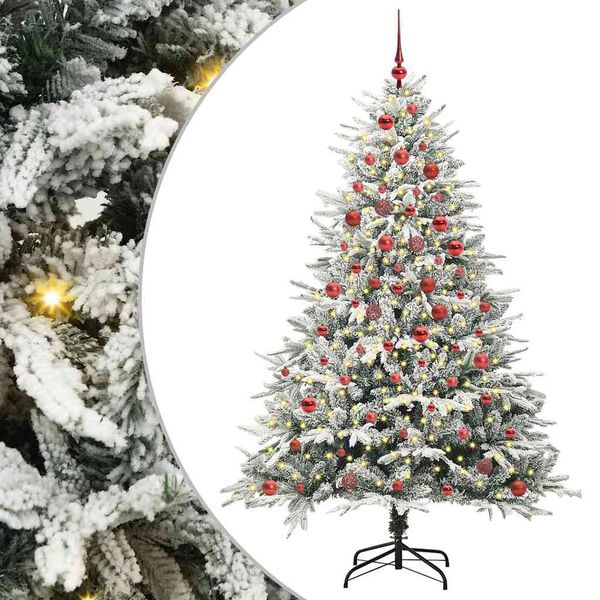 vidaXL Artificial Pre-lit Christmas Tree with Ball Set Green 180 cm