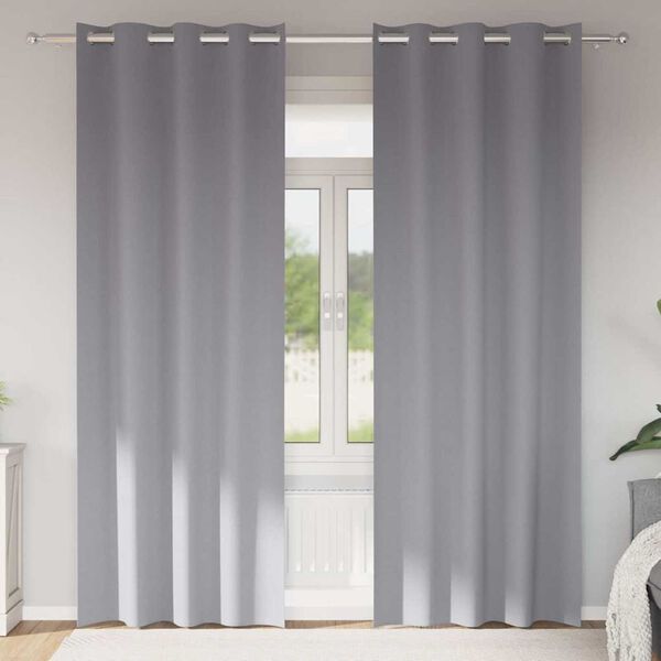 vidaXL Blackout Curtains with Rings 2 pcs Light Grey 260 x 140 cm