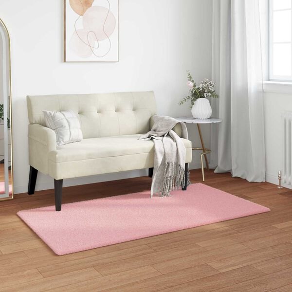 vidaXL Faux Rabbit Fur Rug Olite Pink 80 x 150 cm Polyester