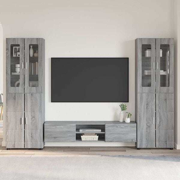 vidaXL TV Cabinet Set with Drawer FLORIN Grey Sonoma Engineered Wood