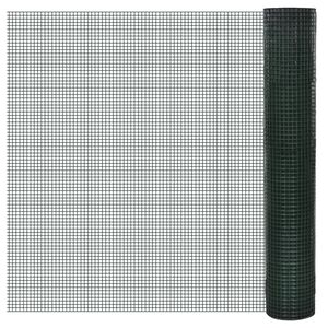 vidaXL Chicken Wire Fence Galvanised with PVC Coating 10x1 m Green