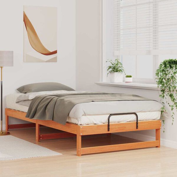 vidaXL Bed Frame Brown 100 x 200 cm Solid Pine Wood