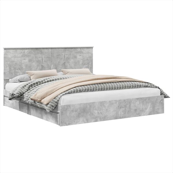 vidaXL Storage Bed Concrete Grey 180 x 200 cm Engineered Wood