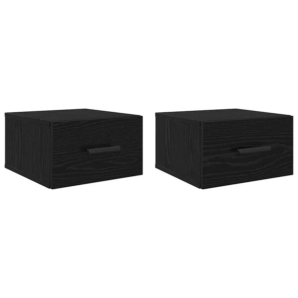 vidaXL Bedside Cabinet 2 pcs Black Oak 35 x 35 x 20 cm Engineered Wood