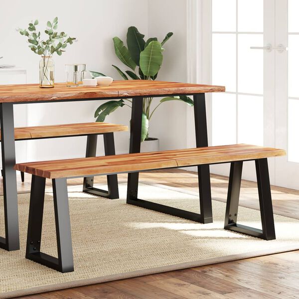 vidaXL Bench with Live Edge 140 cm Solid Wood Acacia