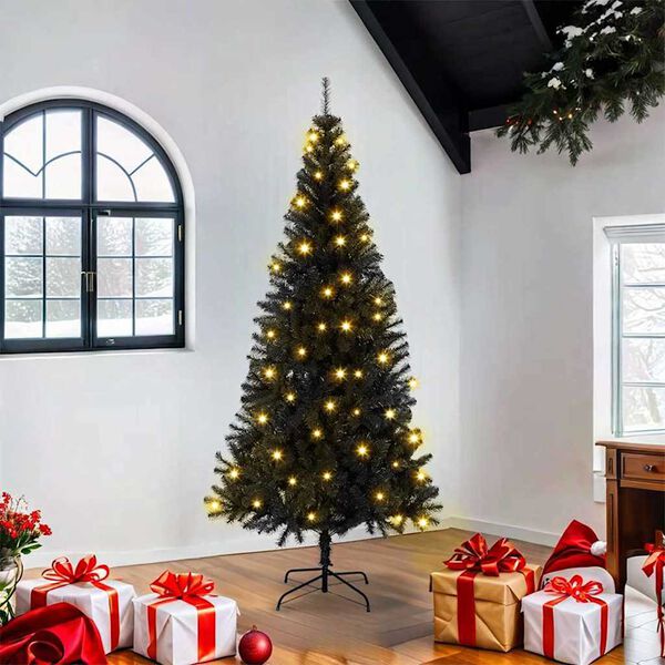 vidaXL Christmas Tree with 300 LEDs with Stand Black 180 cm PVC