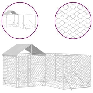 vidaXL Outdoor Dog Kennel with Roof Silver 4x4x2.5 m Galvanised Steel