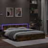 vidaXL Bed Frame with LED without Mattress Smoked Oak 200x200 cm