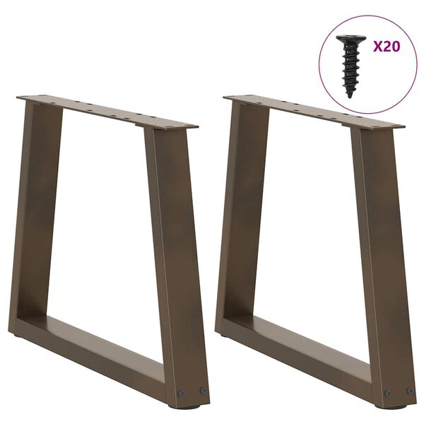 vidaXL Coffee Table Legs V-Shape 2 pcs Natural Steel 50x(42-43.3) cm Steel