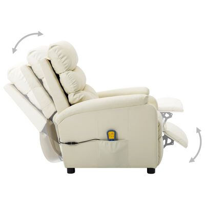 vidaXL Wing Back Massage Reclining Chair Cream Faux Leather