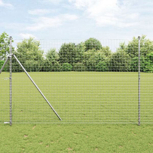 vidaXL Fence Posts Manual 7 pcs Silver Ø32mm 200 cm Galvanised steel
