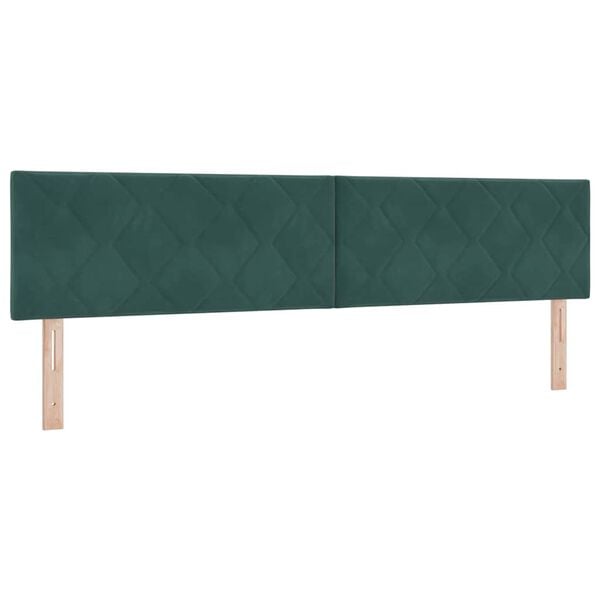vidaXL LED Headboard with Headboard Dark Green 200 cm Faux Leather