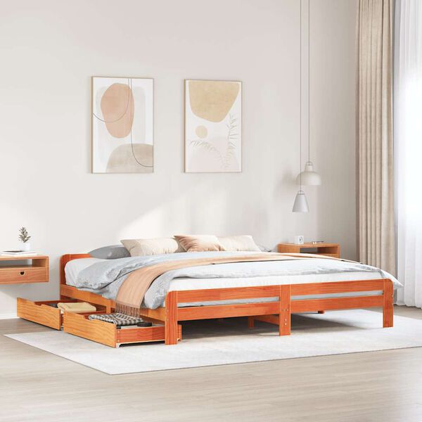 vidaXL Bed frame without Mattress Wax Brown 180x200 cm Super King Solid Wood Pine
