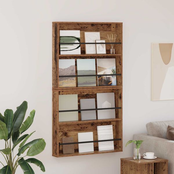 vidaXL Magazine Rack 2 pcs Old Wood 80 x 12 x 70 cm Engineered Wood