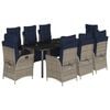 vidaXL 9 Piece Garden Dining Set with Cushions Grey Poly Rattan