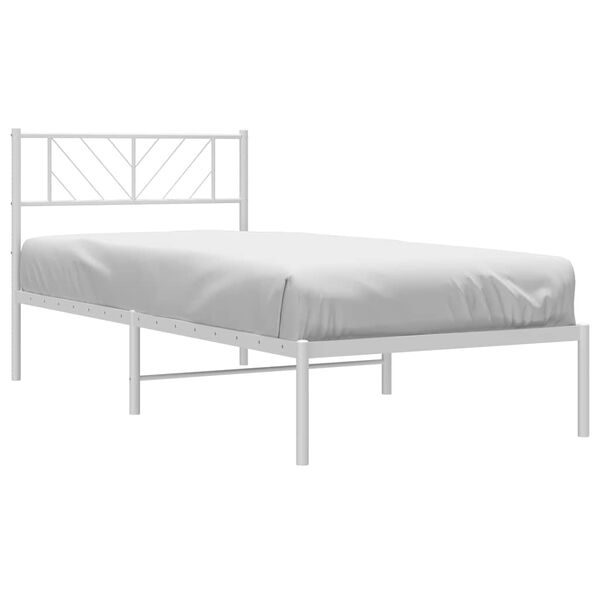 vidaXL Metal Bed Frame without Mattress with Headboard White 100x200cm
