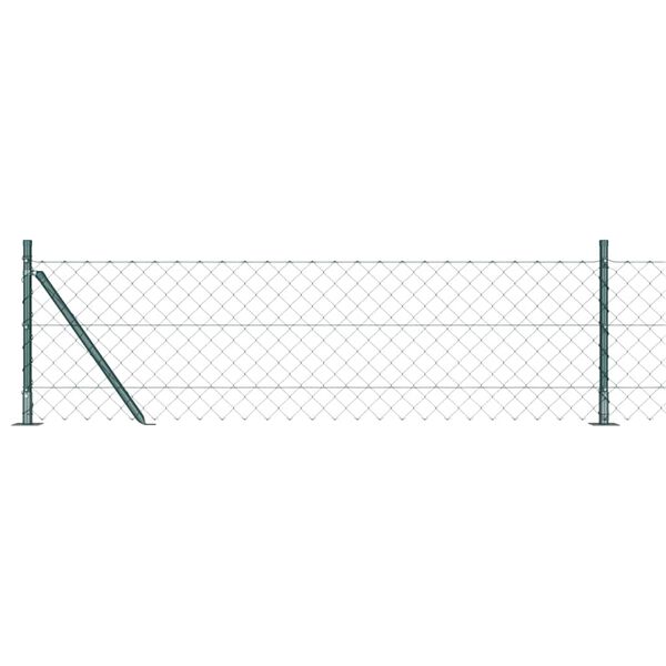 vidaXL Fence Post Green 25 x 0.4 m (60 x 60 mm mesh) Steel and PVC