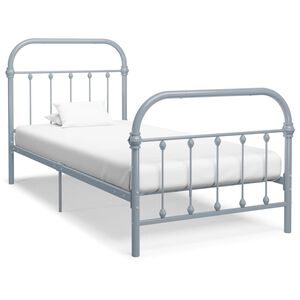 vidaXL Bed Frame without Mattress Grey Metal 90x200 cm