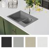 vidaXL Kitchen Sink with Overflow Hole Double Basins Grey Granite