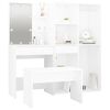 vidaXL Dressing Table Set with LED White Engineered Wood