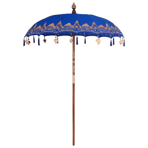 vidaXL Balinese Parasol Blue (180-190) x 260 cm Cotton and Wood