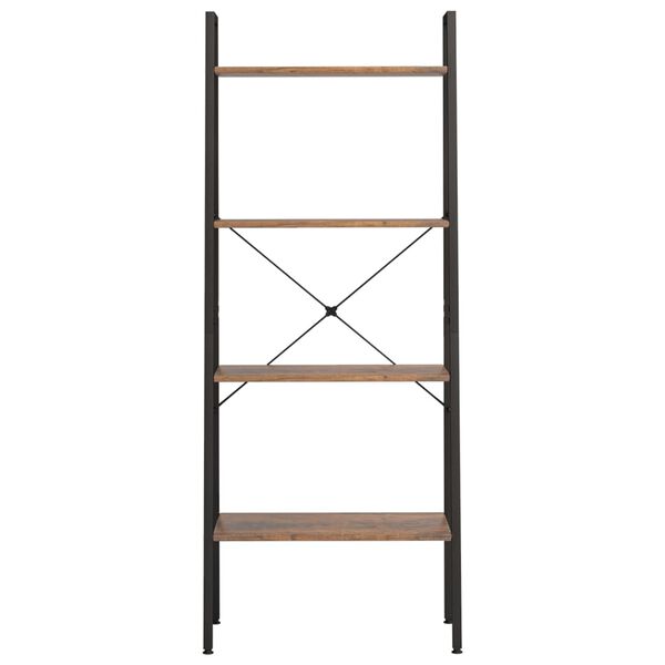 vidaXL 4-Tier Standing Shelf Dark Brown and Black 56x35x140 cm