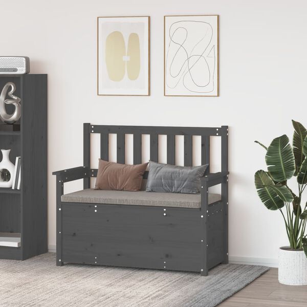 vidaXL Bench Grey 112.5x51.5x96.5 cm Solid Wood Pine