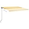 vidaXL Freestanding Manual Retractable Awning 450x300 cm Yellow/White