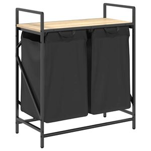 vidaXL Laundry Basket 2 Compartments with Shelf Sonoma Oak