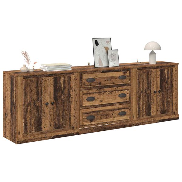 vidaXL Sideboards 3 pcs Old Wood 210 x 35.5 x 67.5 cm Engineered Wood