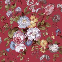 Noordwand Wallpaper Blooming Garden 6 Big Flowers Red and Blue