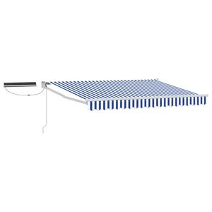 vidaXL Electric Retractable Awning Blue and White 2.5 x 2 m