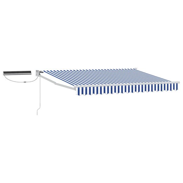 vidaXL Electric Retractable Awning Blue and White 2.5 x 2 m
