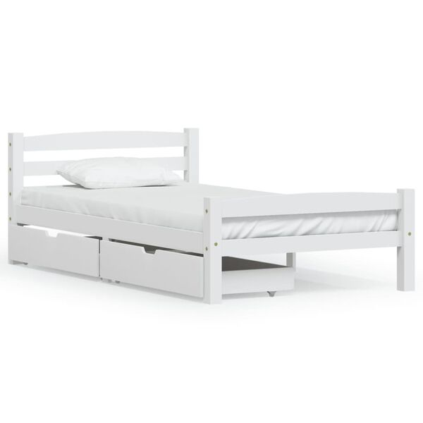 vidaXL Bed Frame without Mattress White Solid Wood Pine 90x200 cm